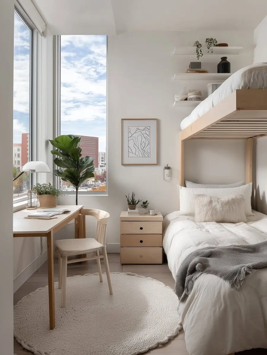 Serene Minimalist Dorm Room Aesthetic