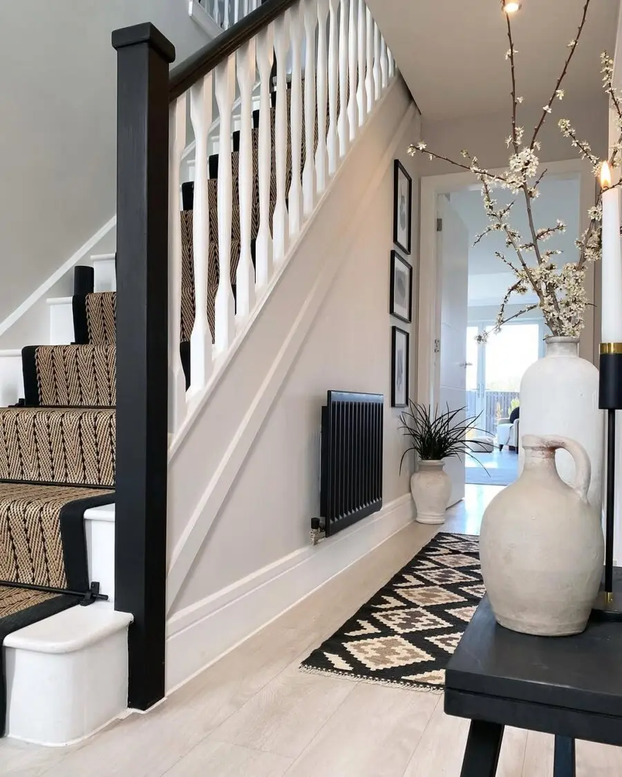 Chic and modern hallway with staircase decor