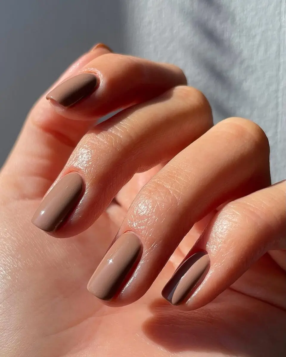 Chic brown tones for classy office nails