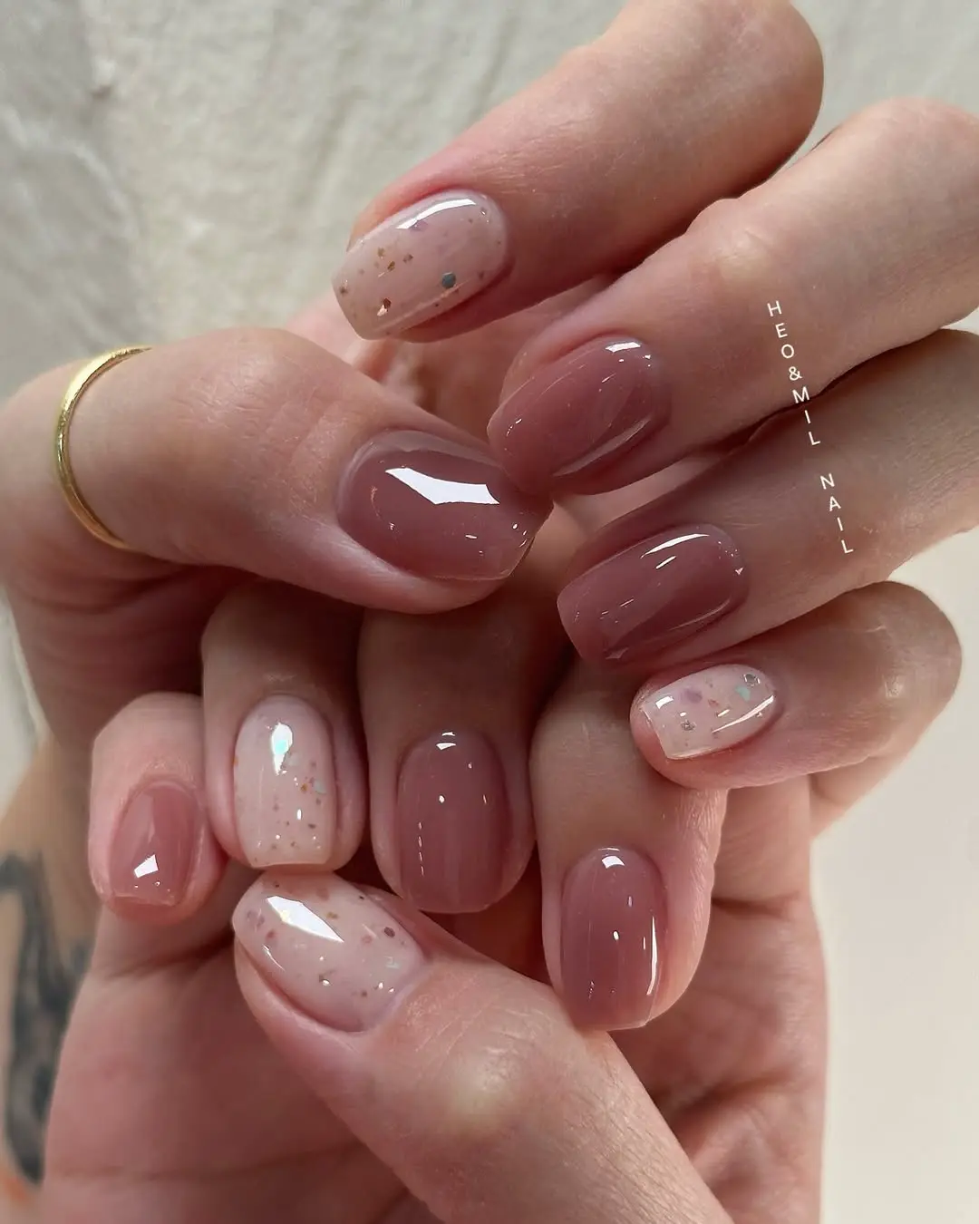 Elegant Office Nails with Glitter Accents