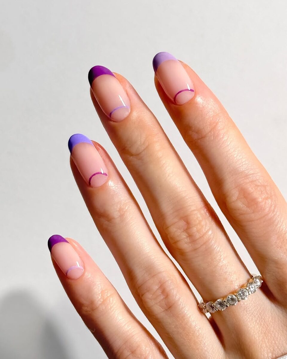 Chic Purple Gradient Nails for Office Style
