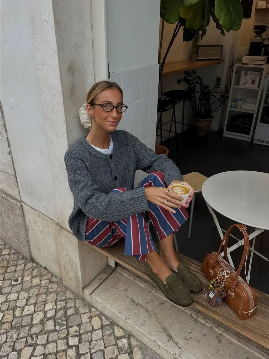 Chic palazzo pants for a cozy cafe vibe