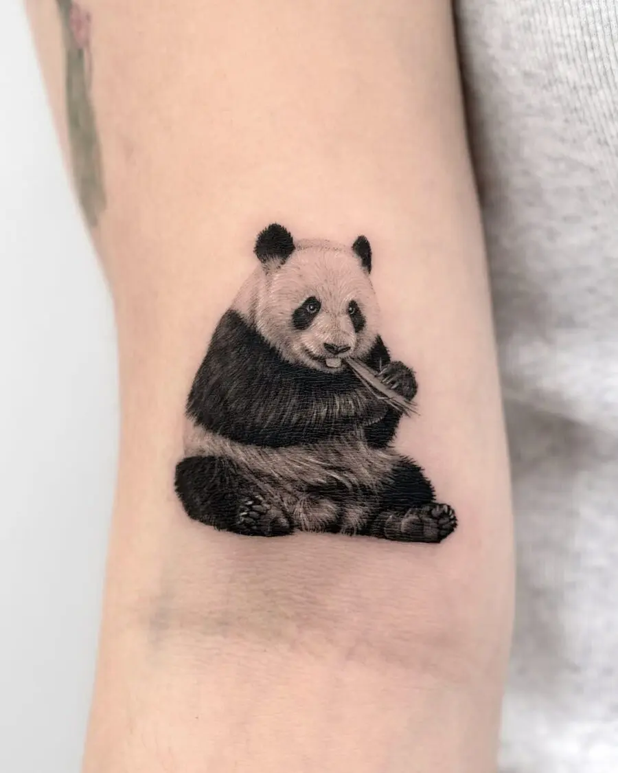 Charming panda tattoo showcasing playful personality