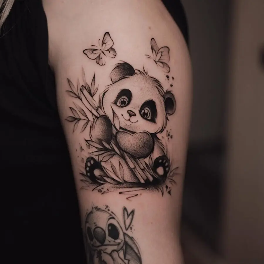 Adorable panda tattoo with a playful vibe