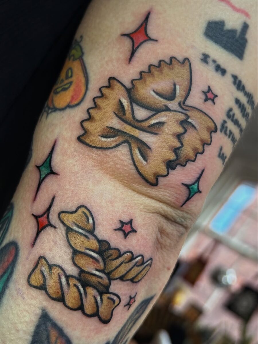 Unique Pasta Tattoos with Colorful Stars