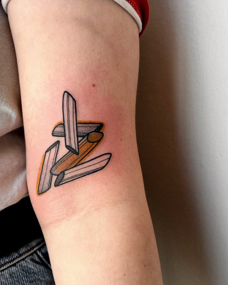Colorful Pasta Tattoo with Abstract Elements