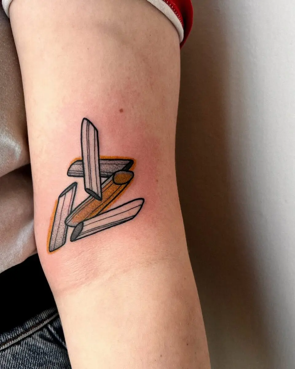 Colorful Pasta Tattoo with Abstract Elements