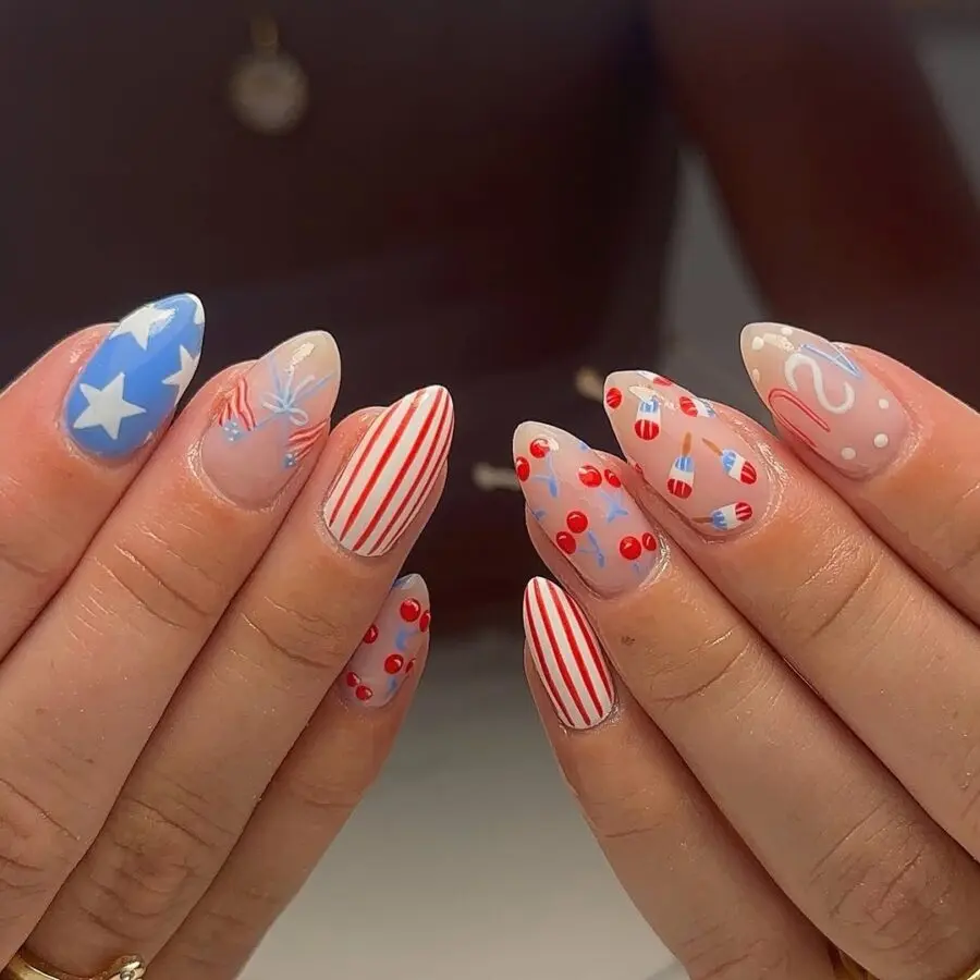 Stylish and festive 4th of July nail art