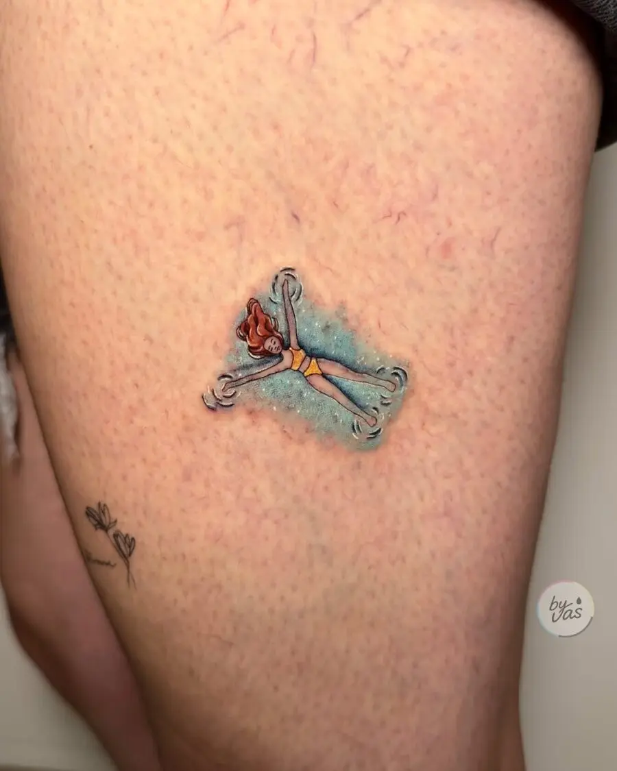 Charming peace tattoo of a floating woman