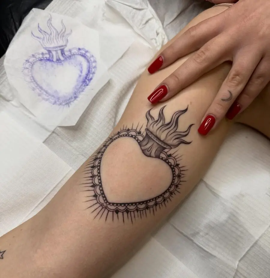 Intricate heart tattoo symbolizing peace and love