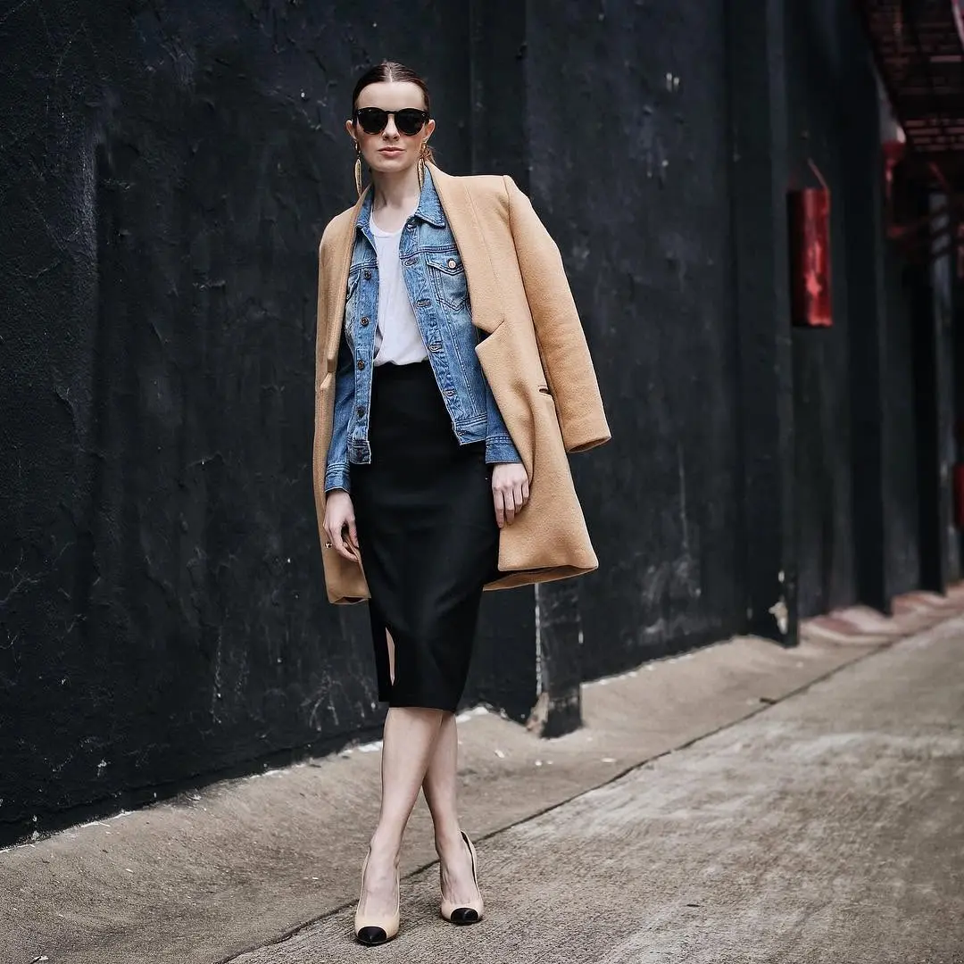 Chic Pencil Skirt with Denim Jacket Combo