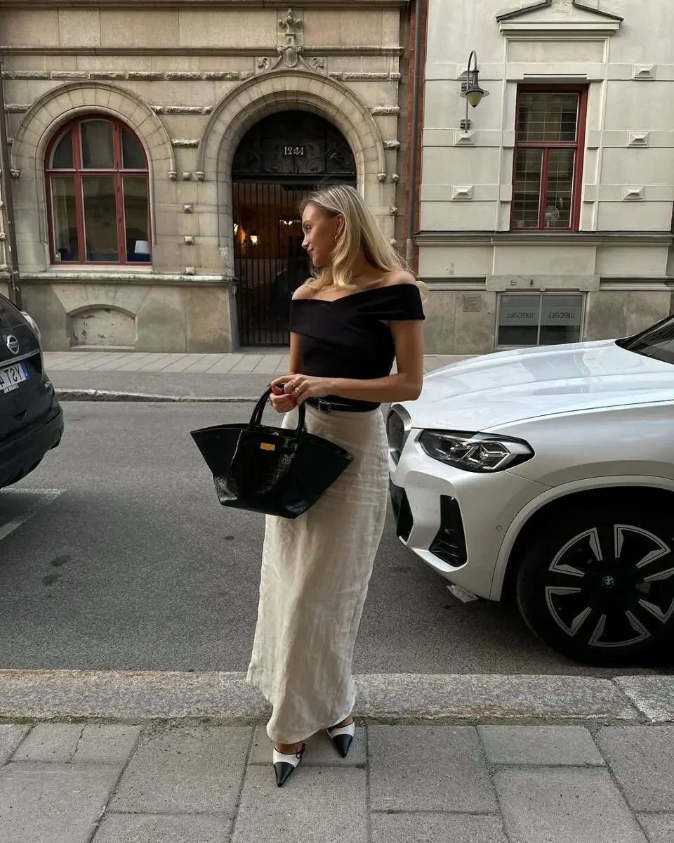 Chic Off-The-Shoulder Pencil Skirt Look