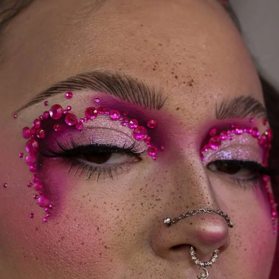 Vibrant pink eyes with gorgeous gem accents