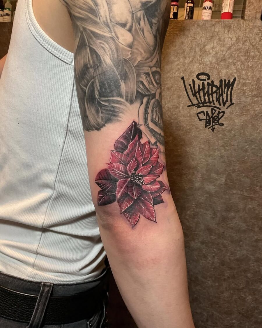 Stunning Poinsettia Tattoo on Arm