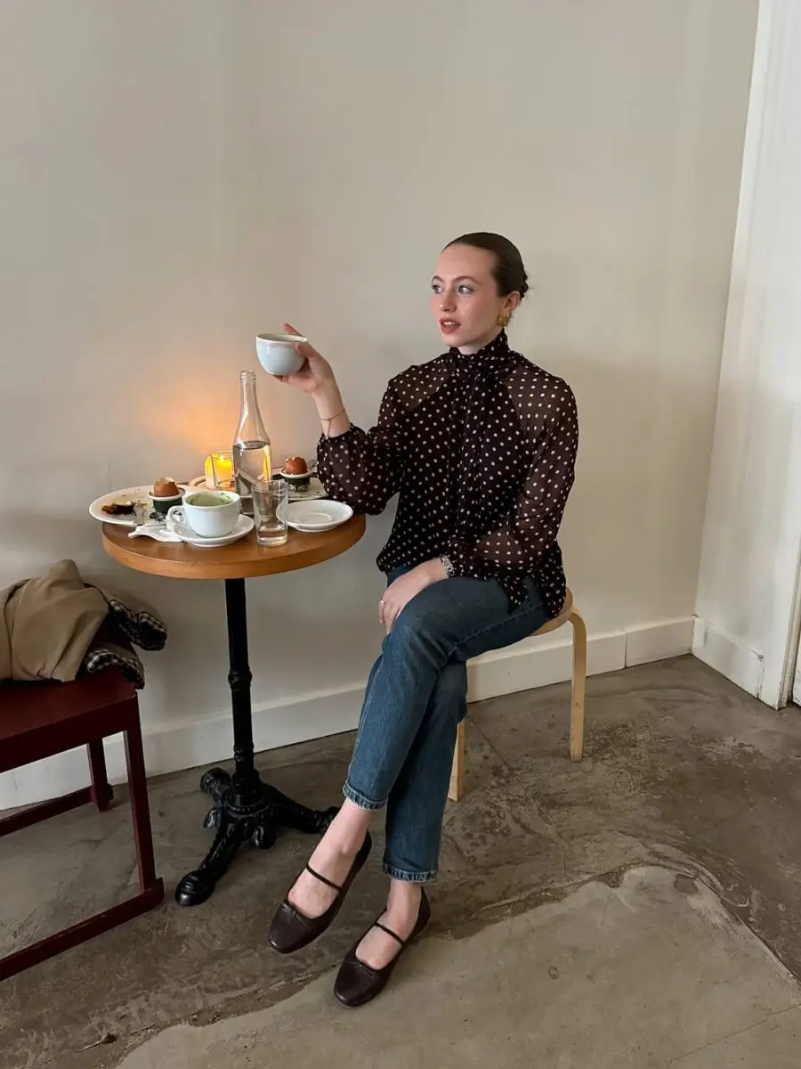 Chic Polka Dot Blouse for Luncheon Vibes
