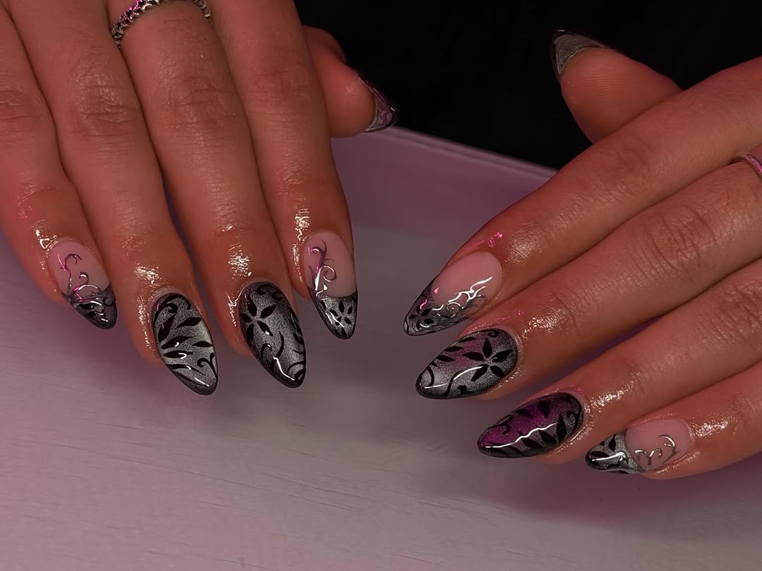Elegant black and white floral design for prom