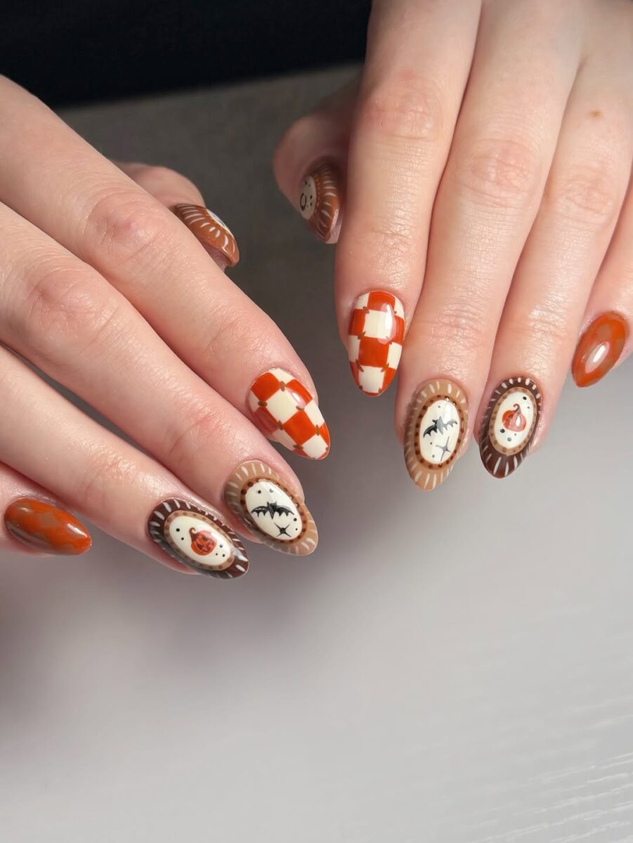 Charming Pumpkin-Themed Nail Art for Fall