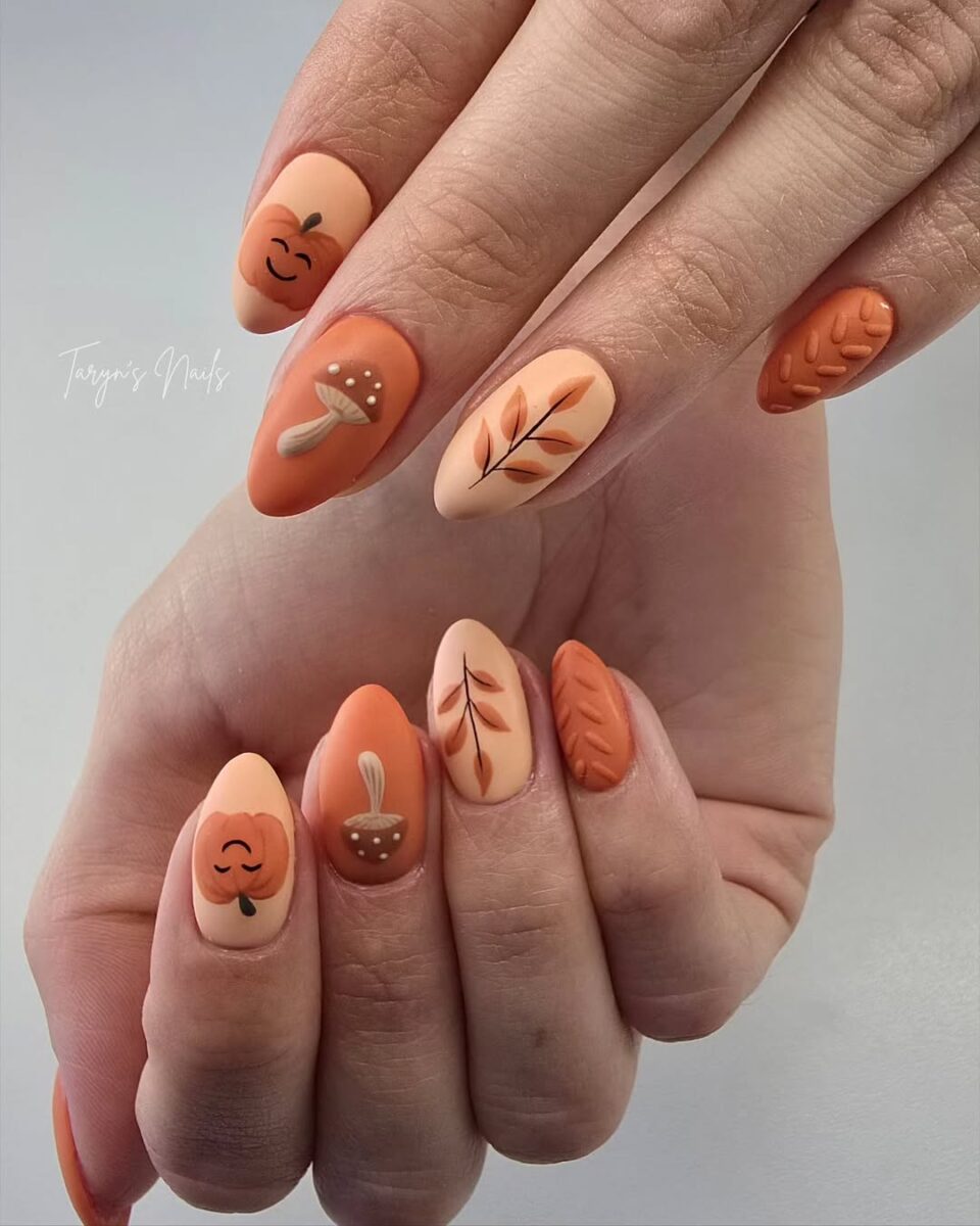Charming pumpkin nails for autumn vibes