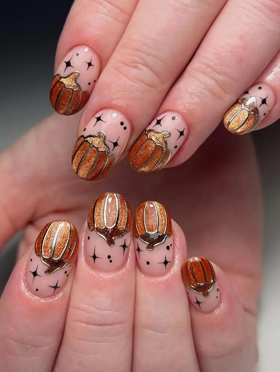 Charming pumpkin nail art for fall vibes