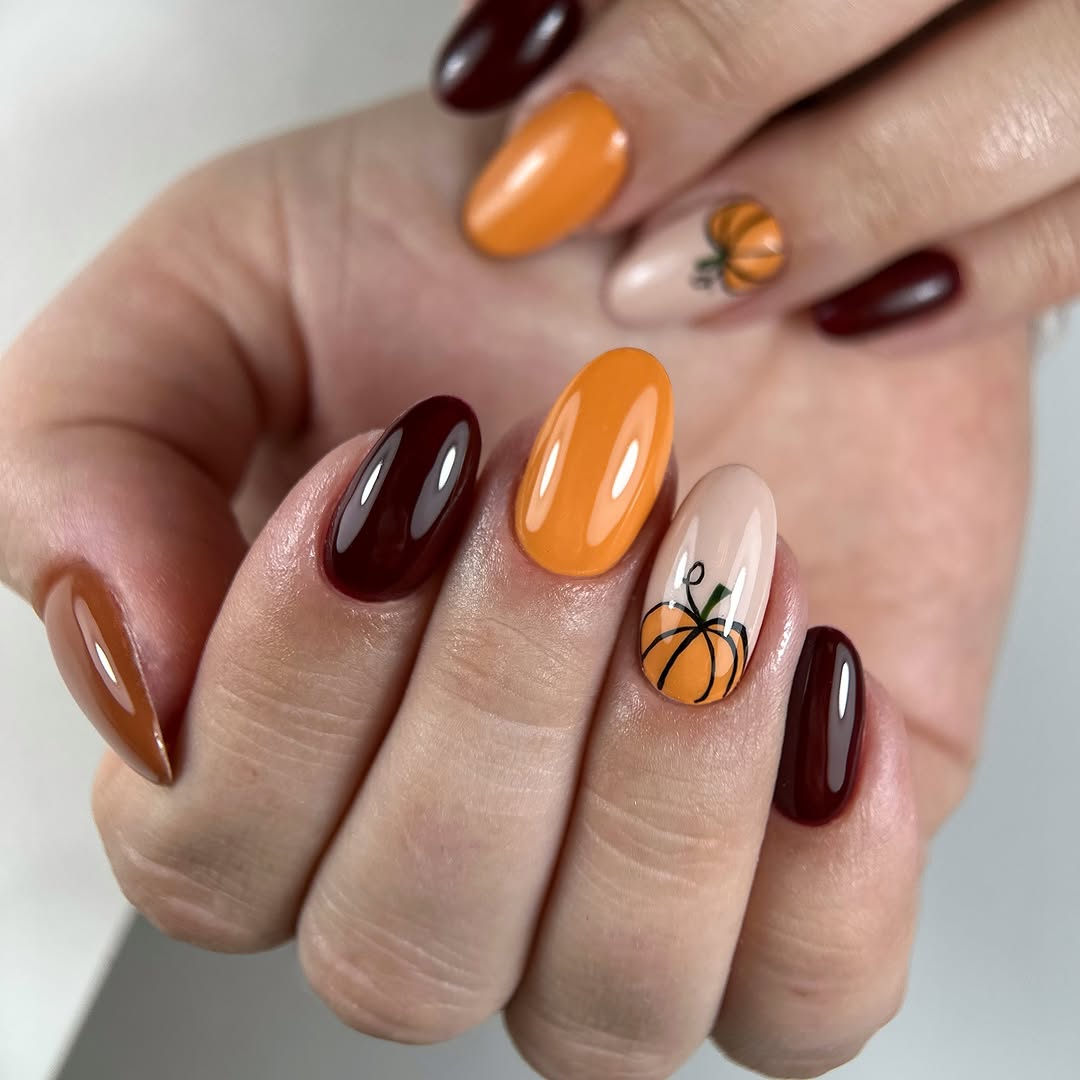 Chic Pumpkin Nail Art for Fall Vibes