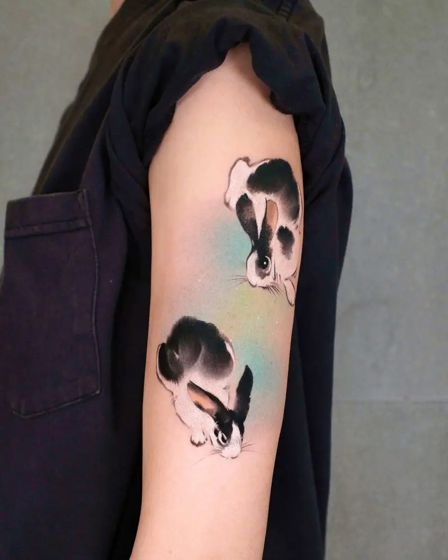 Elegant black and white rabbit tattoos for all
