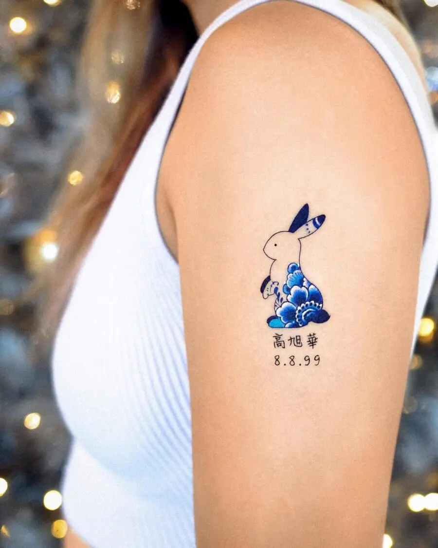 Charming rabbit tattoo with ocean vibes