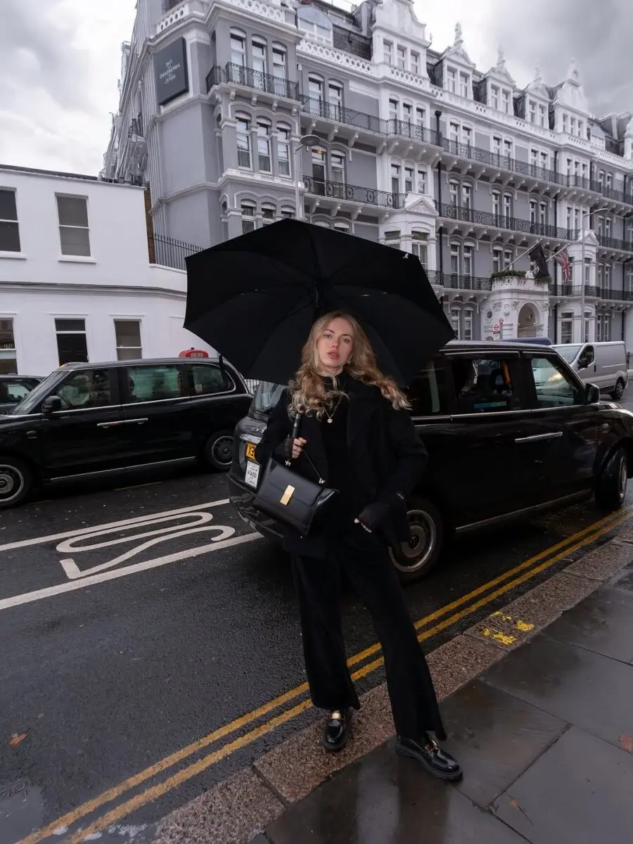 Chic Rainy Day Look with Black Elegance