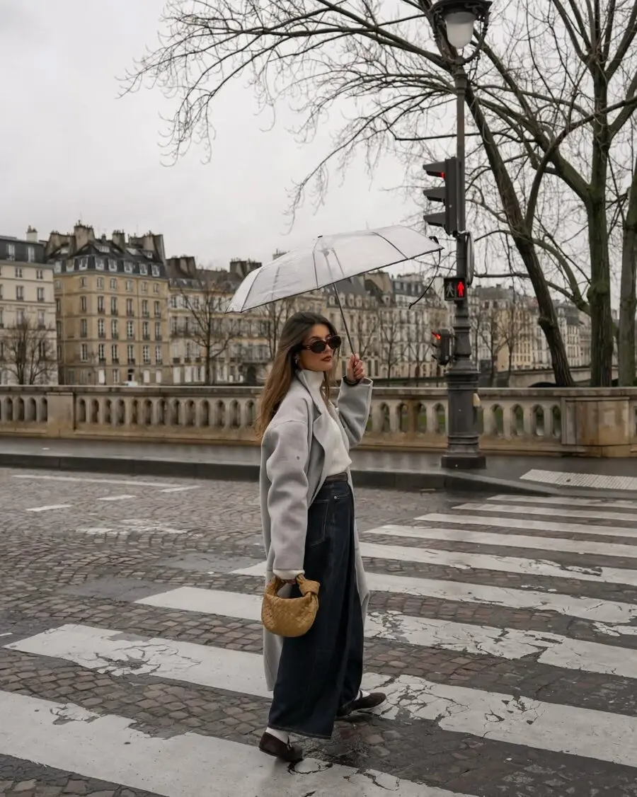 Chic rainy day fashion in the city
