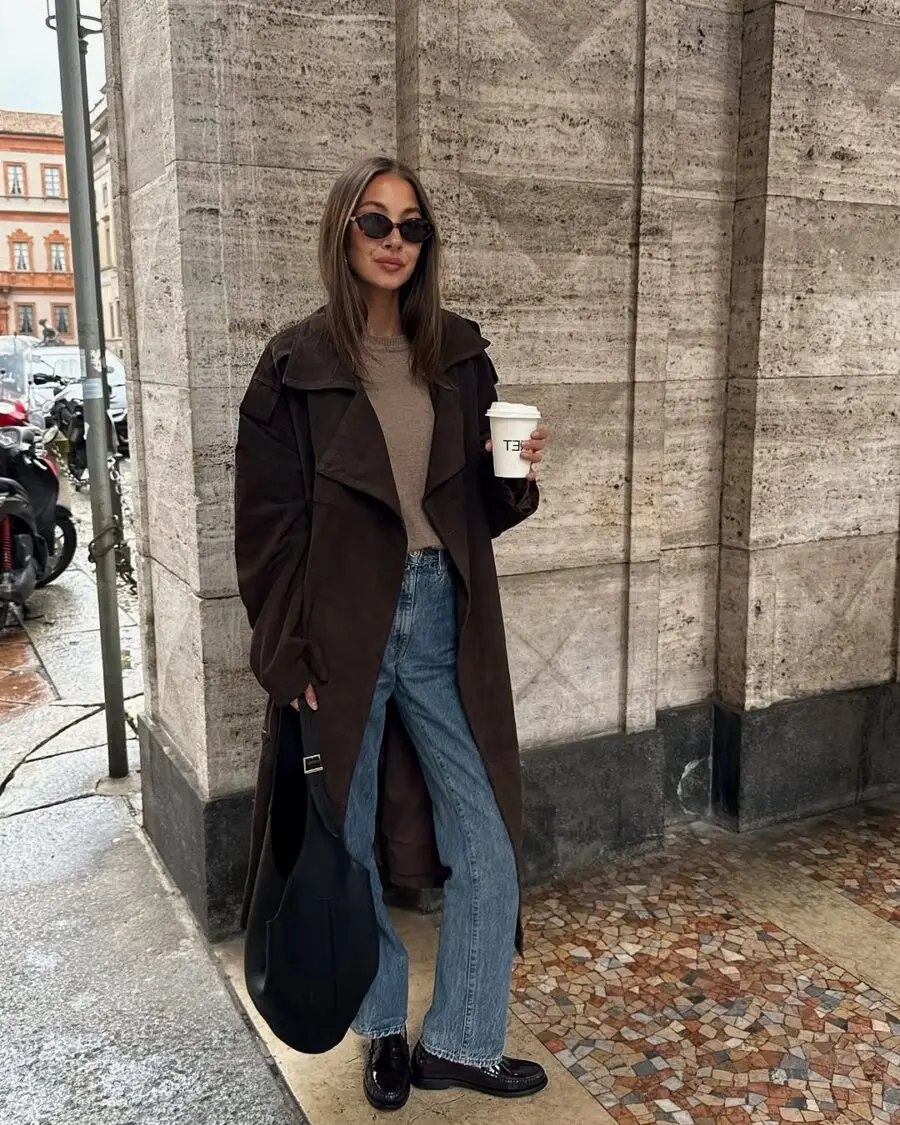 Chic layered outfit for rainy days