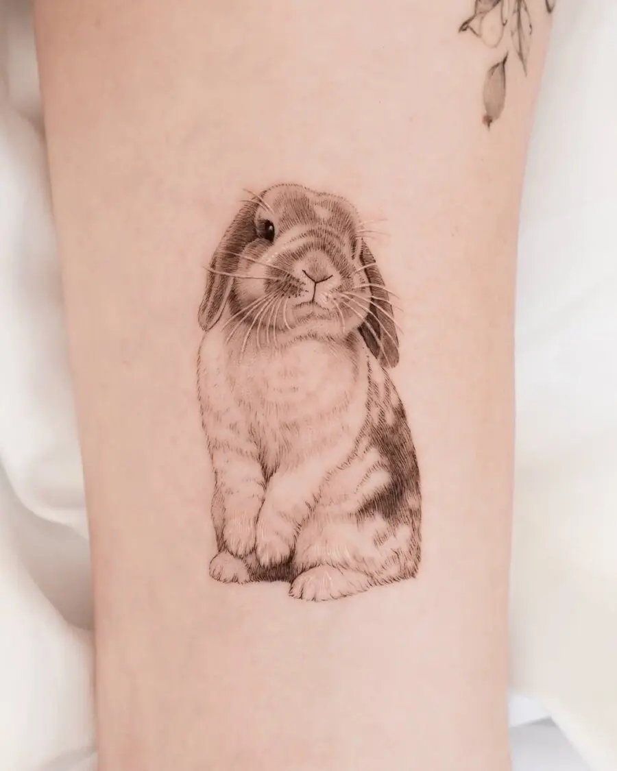Charming Realistic Rabbit Tattoo Design
