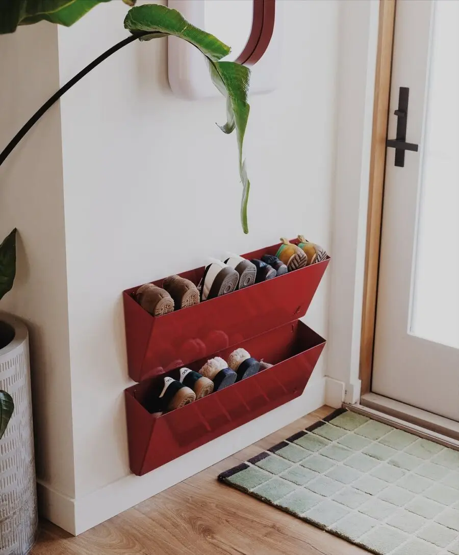 Stylish red shoe storage for modern spaces