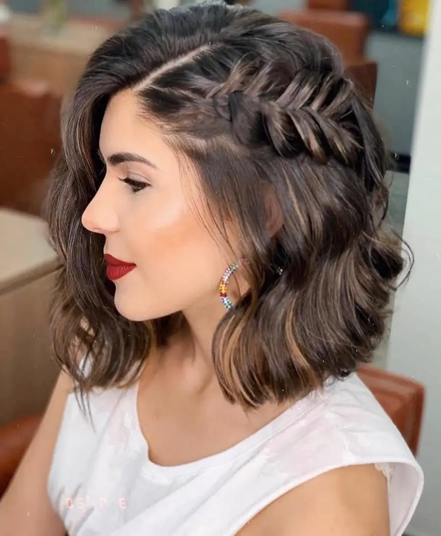 Stylish braid accentuates a chic bob