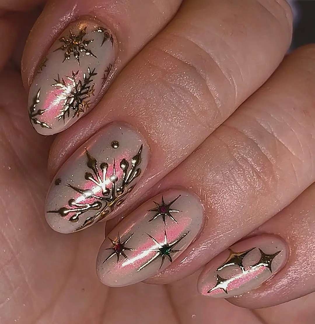 Elegant snowflake nail art for winter vibes