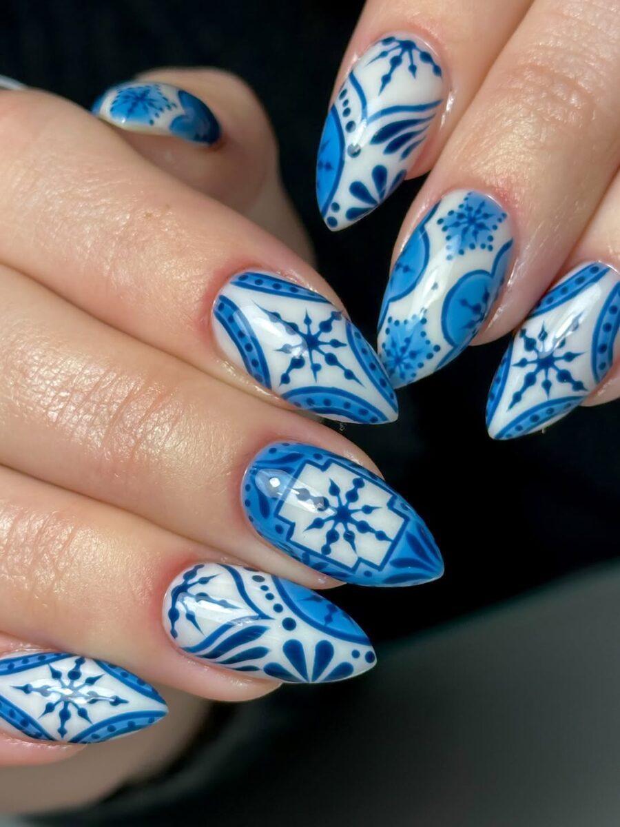 Elegant nail art inspired by snowflakes