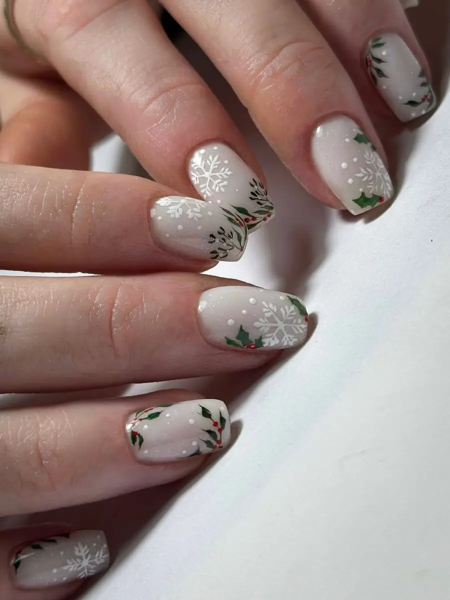 Charming snowflake nail design for winter vibes