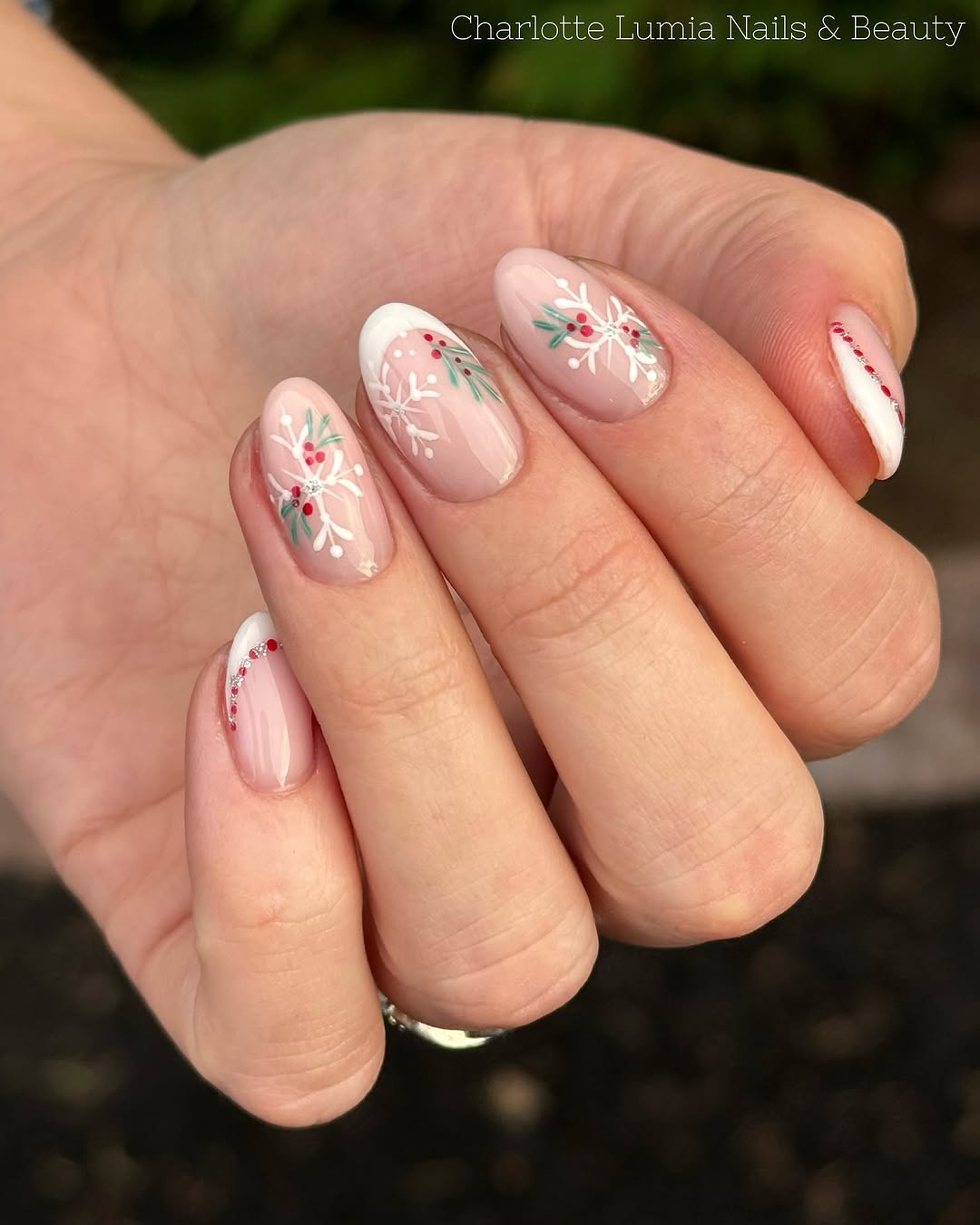 Charming winter-themed snowflake nail design