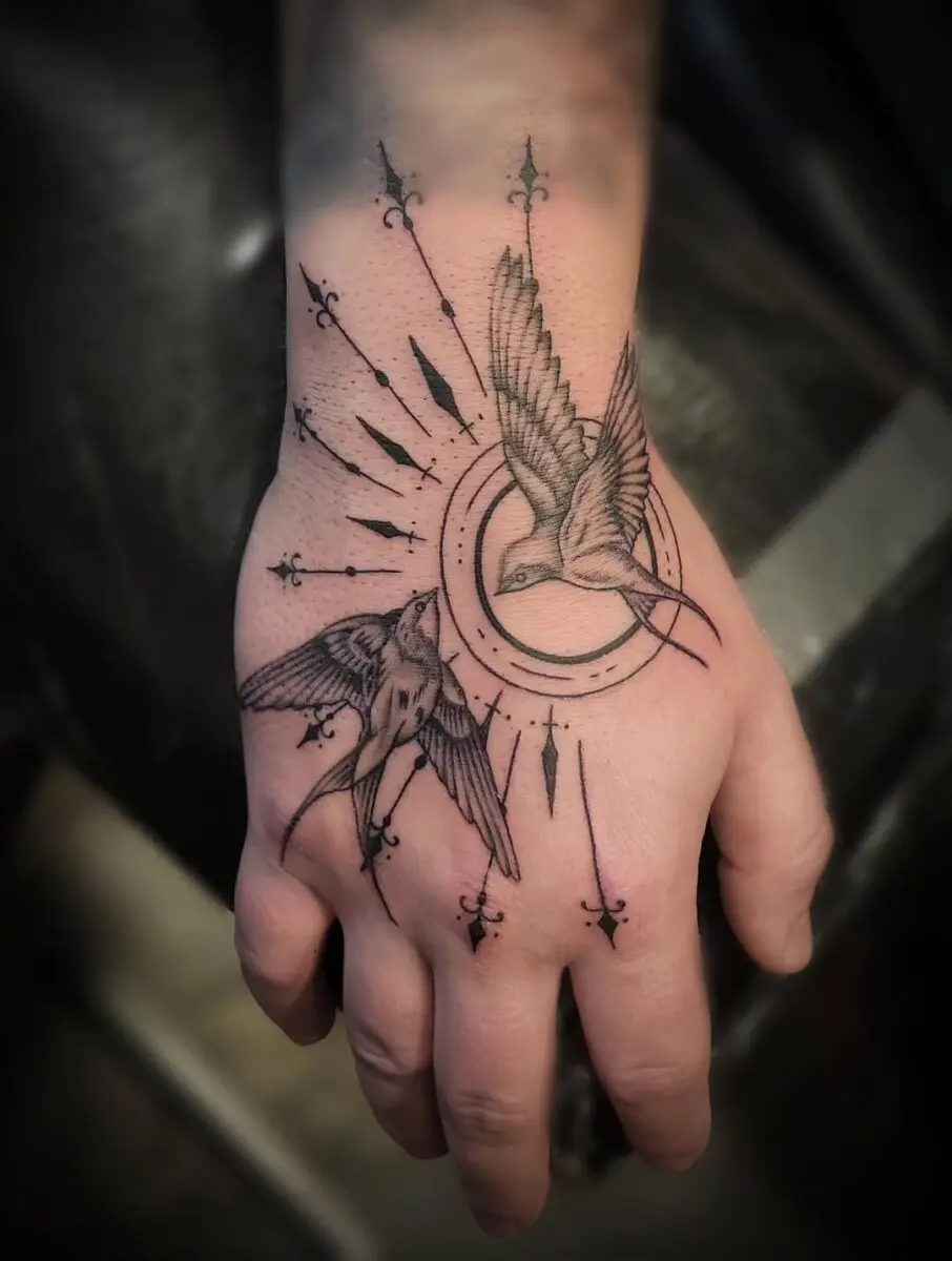 Elegant sparrow tattoos with striking details