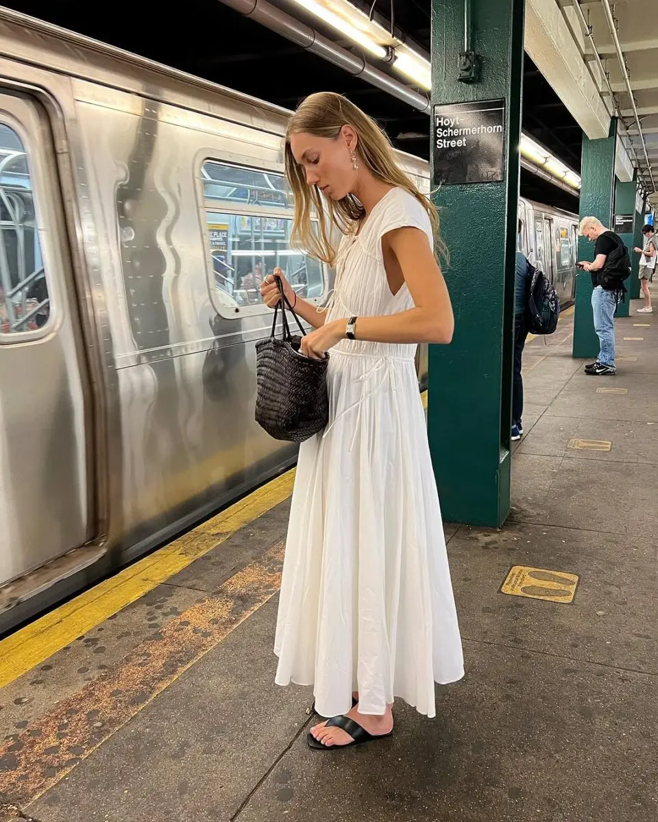 Effortlessly chic white dress in transit