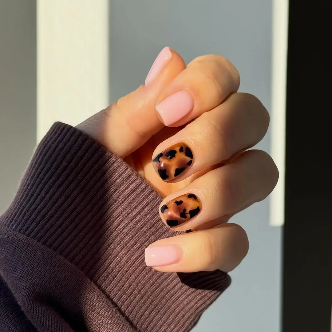 Chic Spring Nails with Leopard Accents