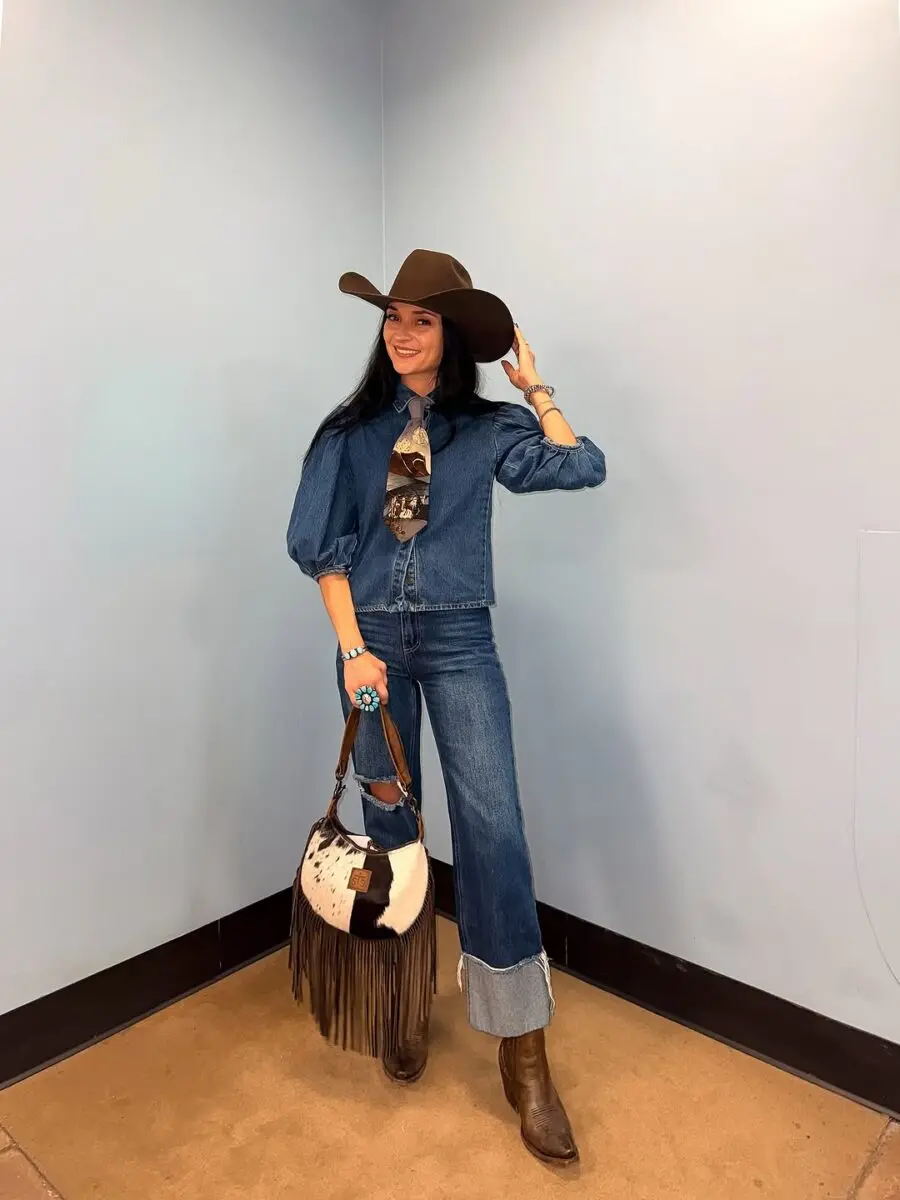 Chic Denim Look with Western Flair