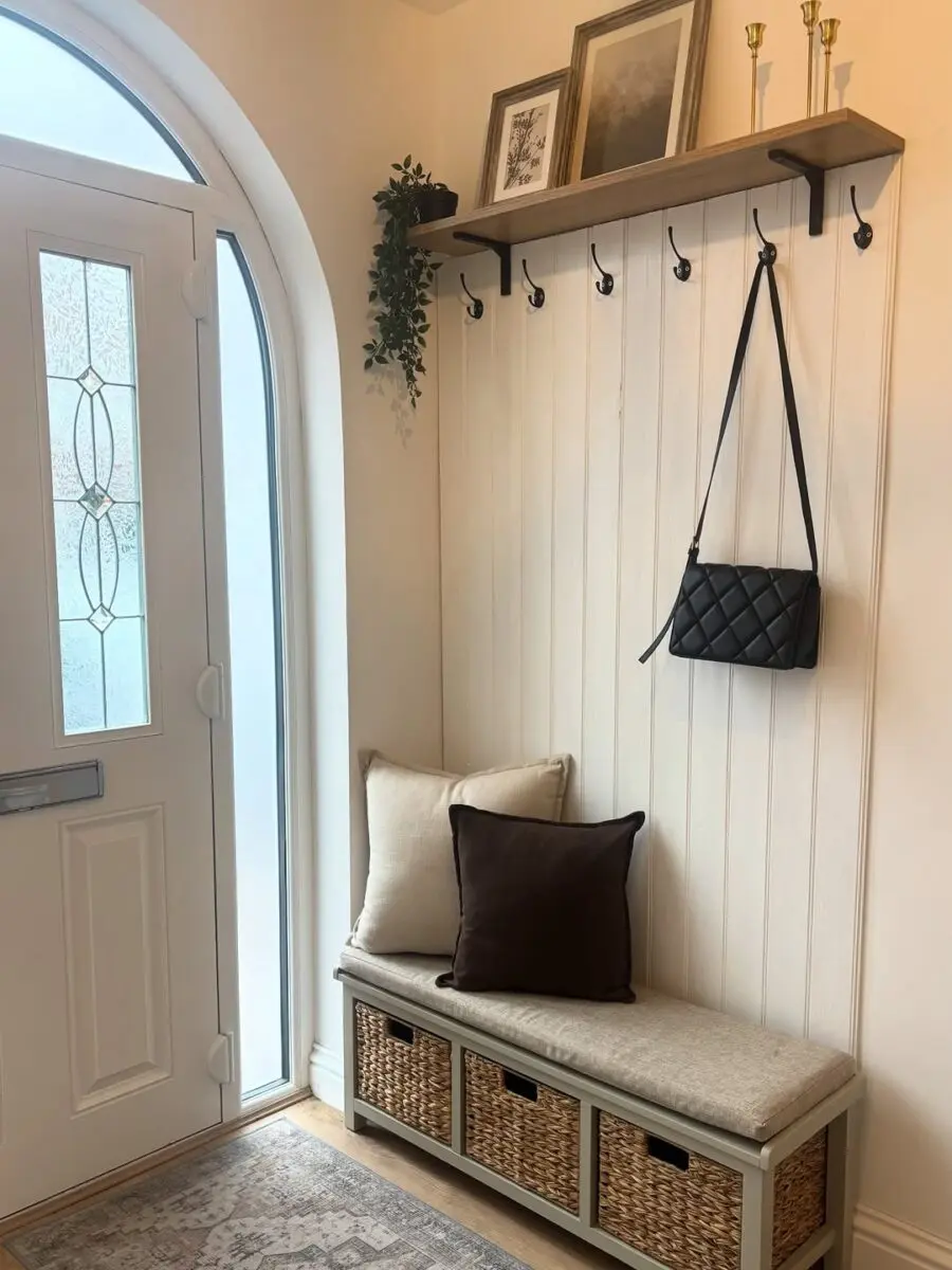 Chic and Functional Hallway Bench Corner