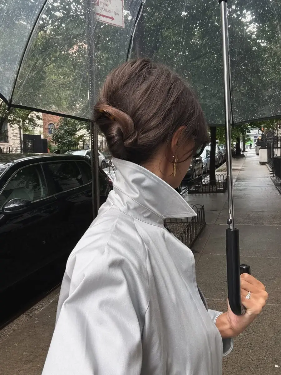 Chic and practical rainy day ensemble