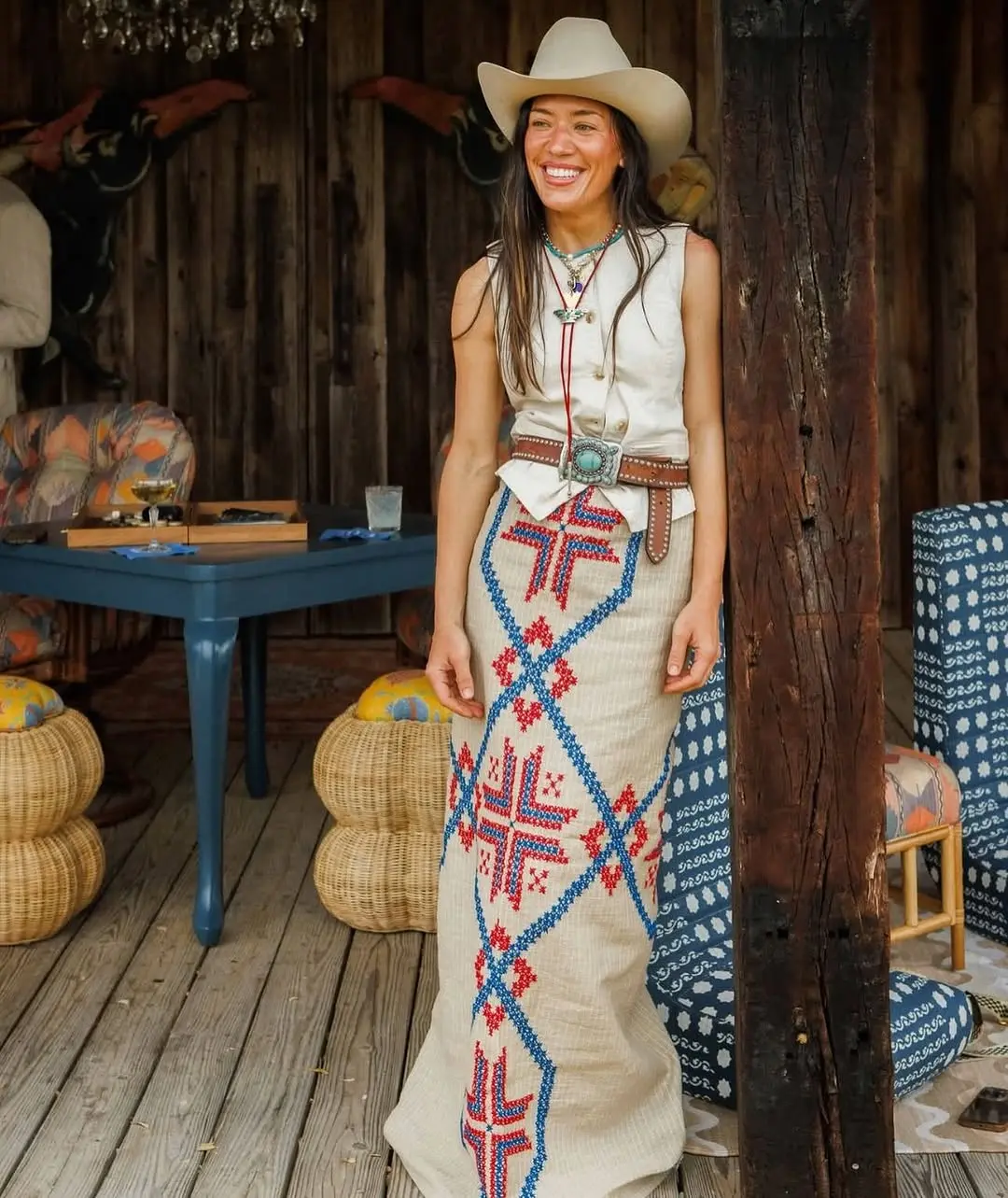 Stylish summer western outfit with cowboy hat