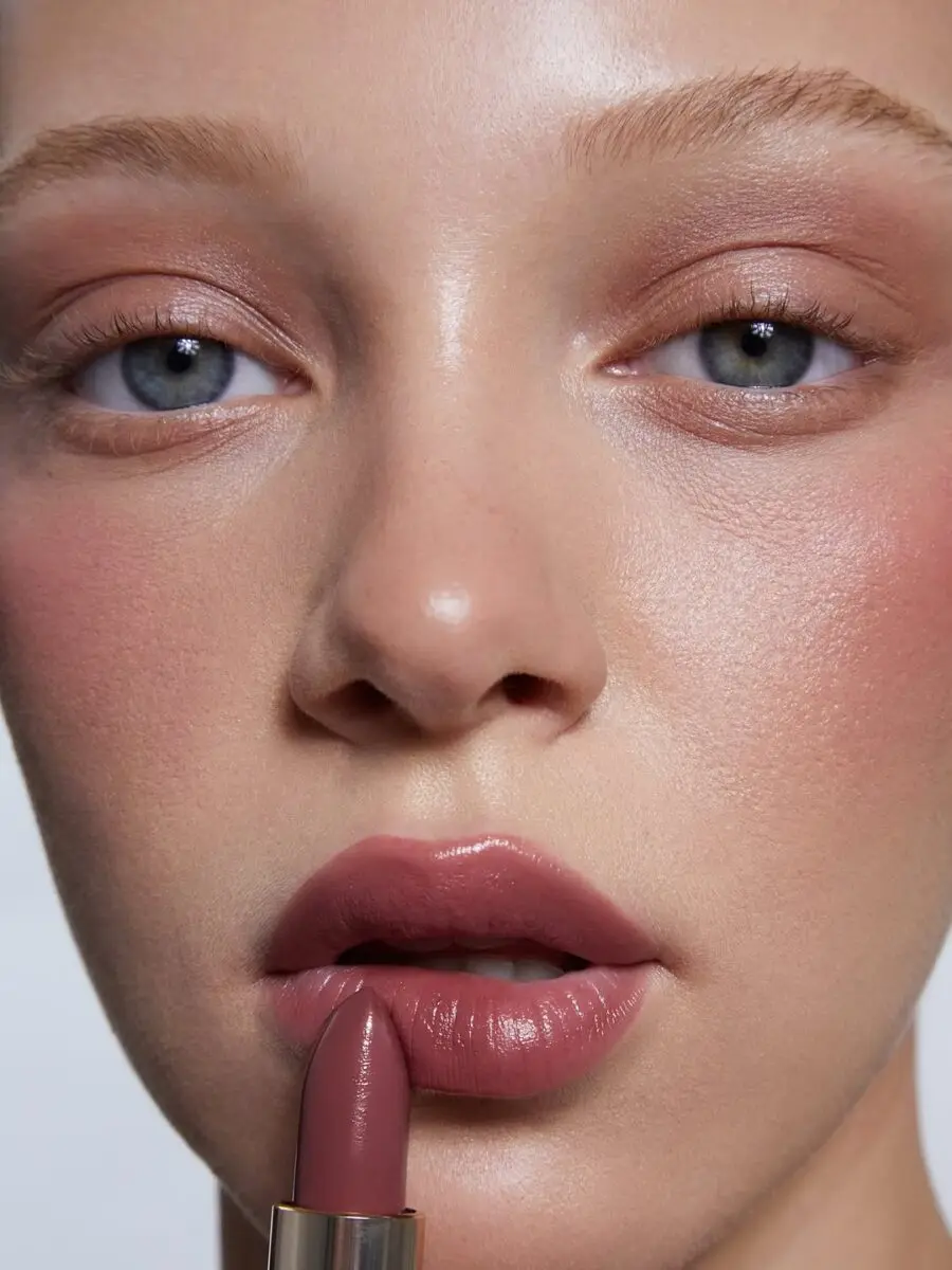 Stunning nude glossy lipstick for summer vibes