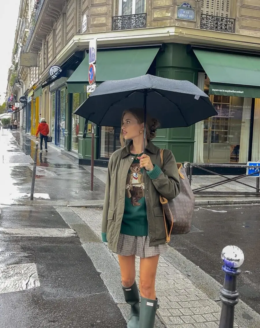 Chic Rainy Day Look for Urban Strolls