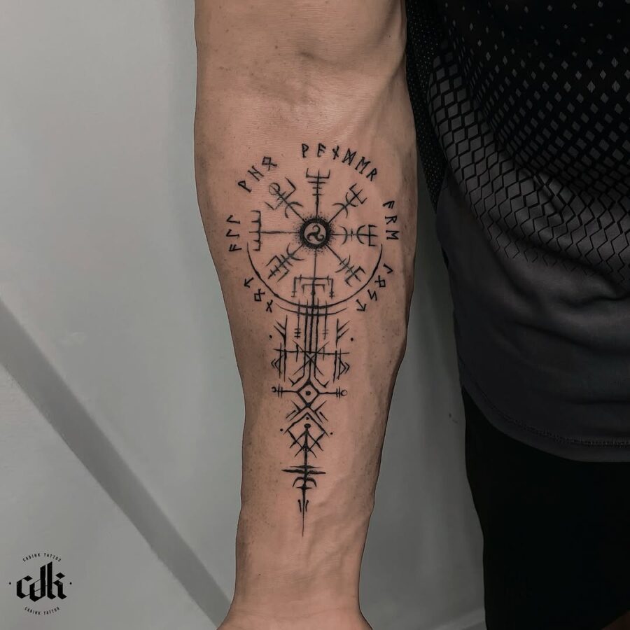 Elegant Vegvisir Tattoo on Forearm
