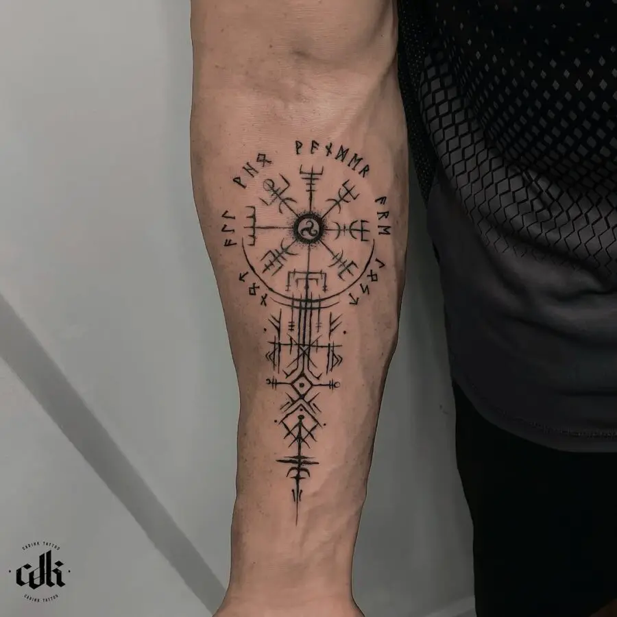 Elegant Vegvisir Tattoo on Forearm