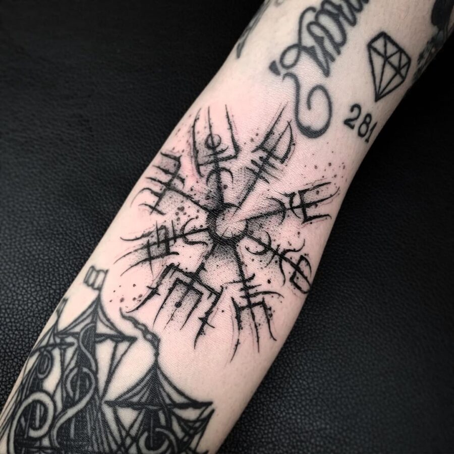 Intricate Vegvisir Tattoo on Arm