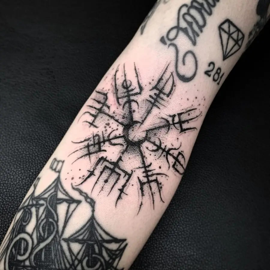 Intricate Vegvisir Tattoo on Arm