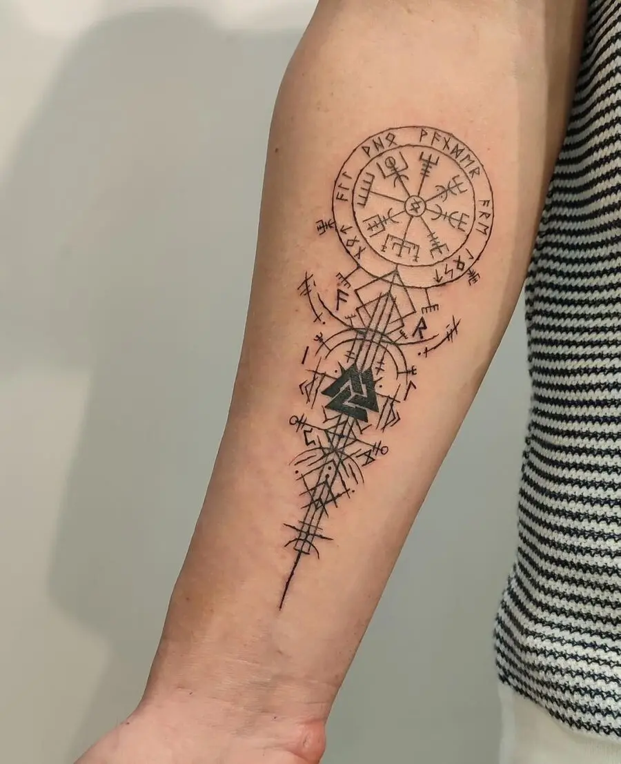 Intricate Vegvisir Tattoo with Bold Lines